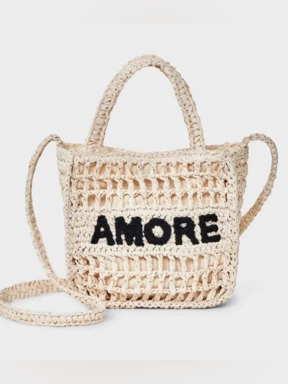 Universal Thread AMORE Crochet Mini Tote in Natural